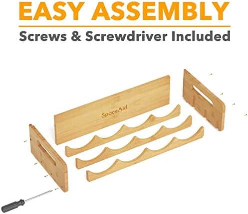 SpaceAid Bamboo Water Bottle Organizer 2 Pack 4-Slot