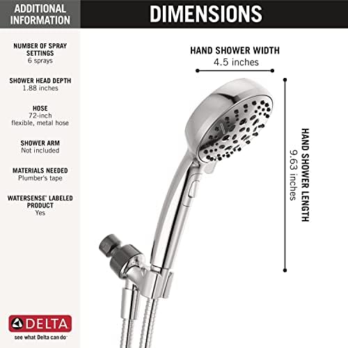 Delta H2Okinetic 6-Setting Handheld Shower Head Chrome 75536