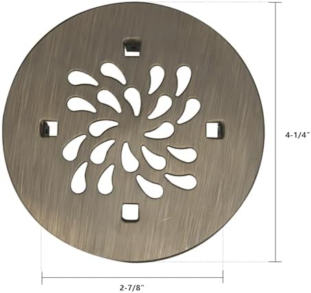 Uni-Green 4-14 Round Shower Drain Grate - Antique Brass Waterdrop Shape