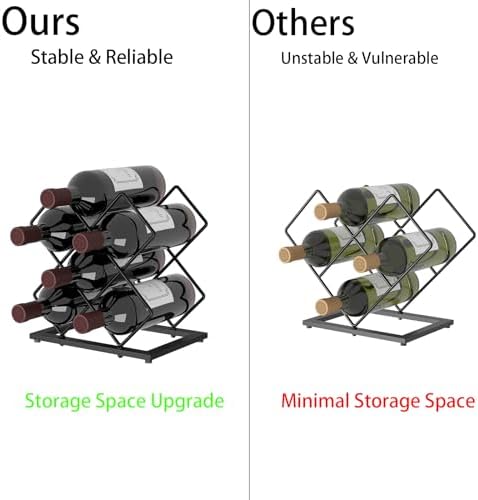 KOKSTOP 6-Bottle Countertop Wine Rack Modern Black Metal Holder