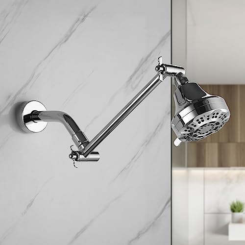 Pichrain Chrome Shower Head Extender - 10 Inch Adjustable Rain Shower Arm