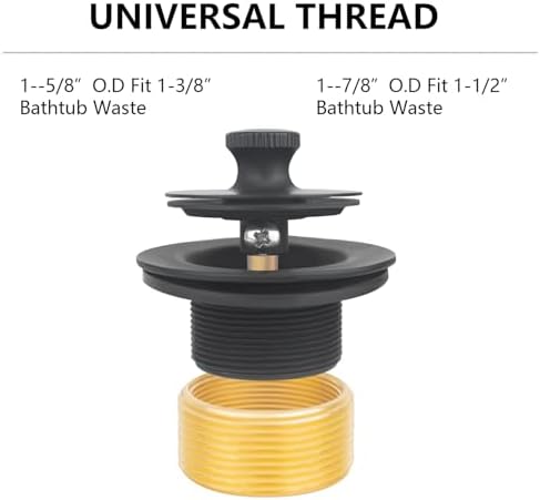 Uni-Green Matte Black Bathtub Drain Kit with Hair Catcher