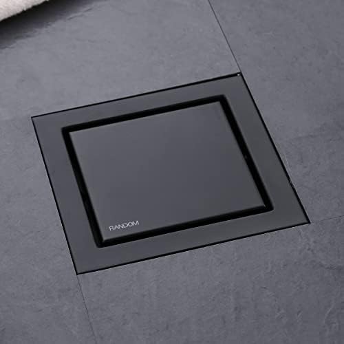 RANDOM Matte Black 6 Inch Drain Cover with Tile Insert
