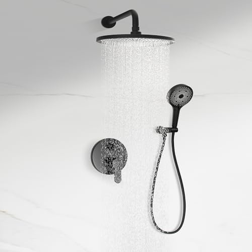 Rainfall Shower System with Handheld Hose and Trim - Matte Black
