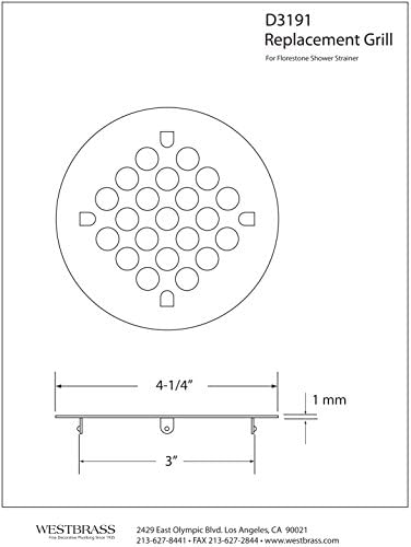 Westbrass Florestone Snap-In Shower Strainer - Matte Black 1
