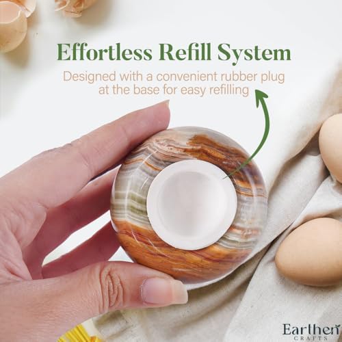 EARTHEN CRAFTS Marble Salt Pepper Egg Shape Set of 2