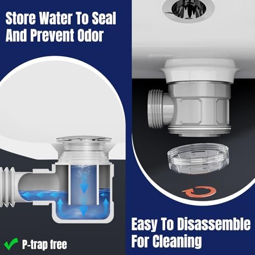 JHBKing Bathroom Sink Drain Kit with Flexible Pipe 1