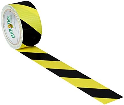Duck Brand Printed Duct Tape BlackYellow Stripes Pack of 2