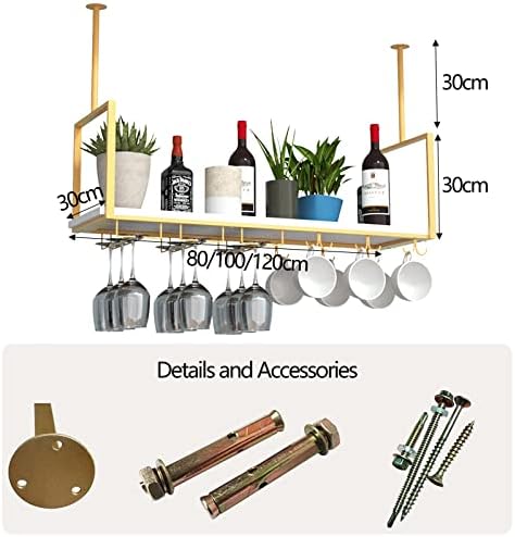 Ceiling Hanging Bar Unit Wine Glass Holder with Pot Rack