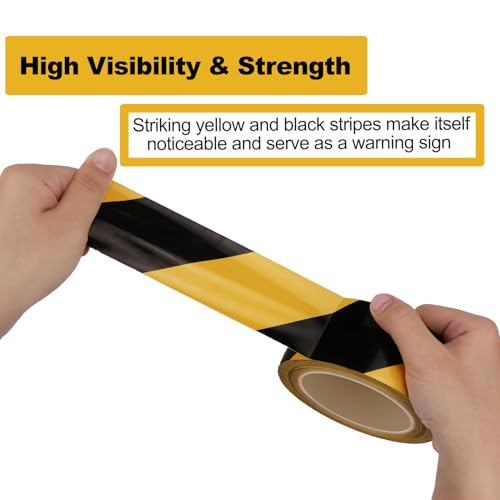 LeaGerous Yellow-Black Safety Warning Tape 2x36 Yards 4 Rolls