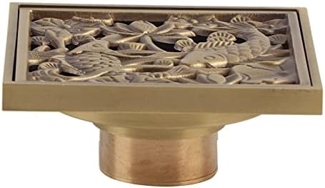 Fafeicy Antique Brass Drain with Removable Cover Grid 43x43x28in Tile Insert