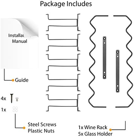 Wallniture Piccola Metal Wine Glass Holder for Kitchen