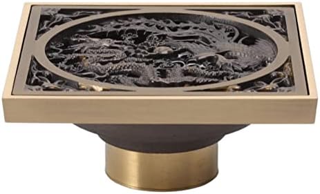 Stainless Steel Copper Square Floor Drain with Dragon Phoenix Design
