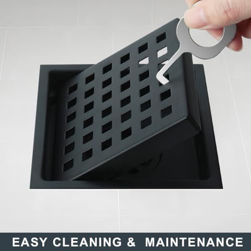 4 Inch Square Drain with Flange and Removable Cover
