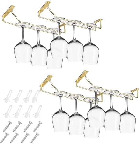 4PCS 106 Inch Wine Glass Rack Gold Under Cabinet Holder