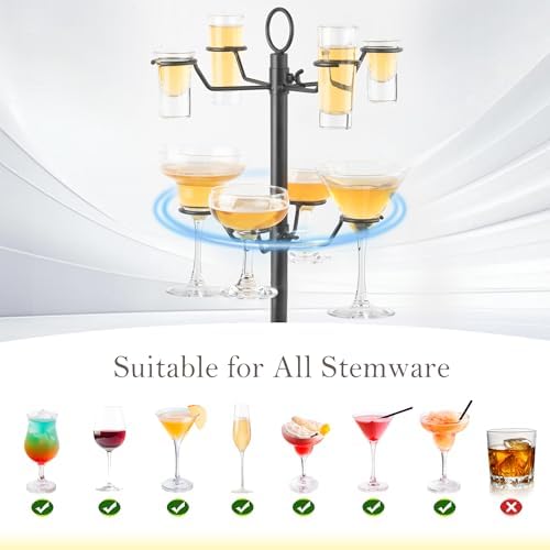 AQAREA 3 Tier Champagne Glass Rack - 12 Holders for Flutes Cocktails