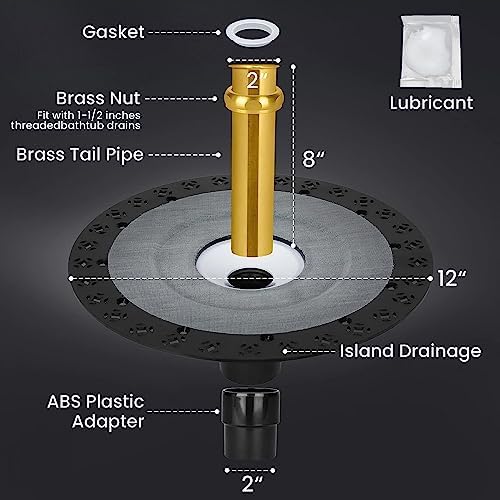 Freestanding Tub Drain Mounting Kit with ABS Adapter and Brass Liner