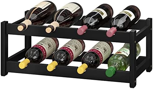 BAMEOS 8-Bottle Freestanding Bamboo Wine Rack