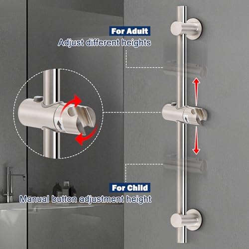 NearMoon Adjustable Shower Slide Bar with 24 Inch Length and Brushed Nickel Finish