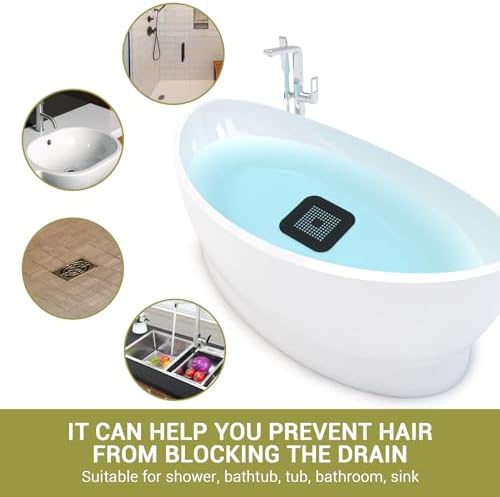 Flasidu 2-Pack Black Drain Hair Catcher for Sink and Shower