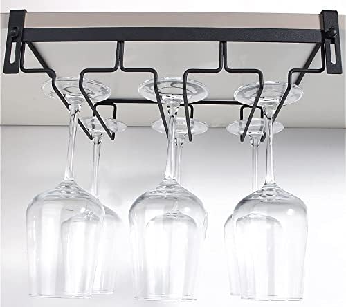 Kamehame Wine Glass Rack Under Cabinet 3 Rows Black