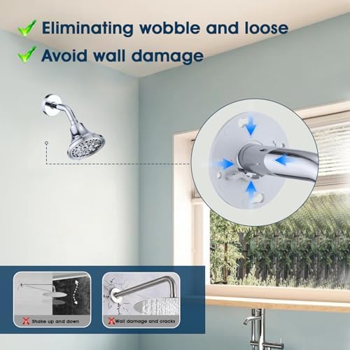 RAINREVIVE 6 Inch Chrome Shower Arm with Flange and Stabilizer Bracket