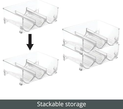 mDesign Clear Stackable 3 Bottle Holder - 4 Pack
