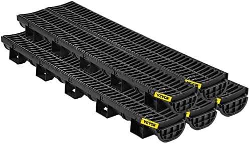 VEVOR Trench Drain System 57x31-Inch HDPE Black 5-Pack
