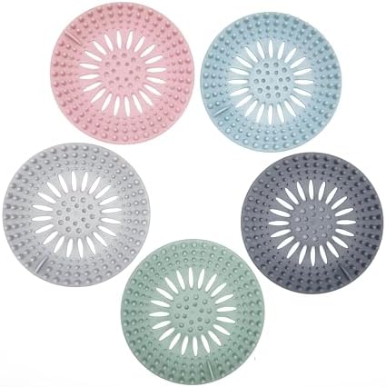 Drain Hair Catcher Set 5 Pieces in Green Blue Pink Grey Light Grey
