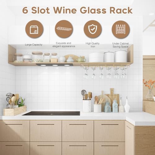 Xverycan 6 Row Wine Glass Rack Under Cabinet
