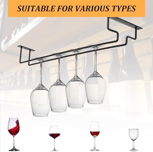 4 Pack 156 Inch Black Wine Glass Rack