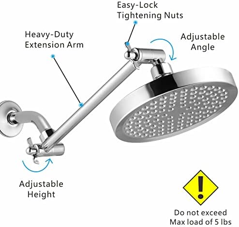 Nuodan 11 Inch Solid Brass Shower Arm with Universal Connection and Chrome Finish