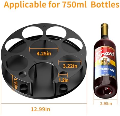 8 Bottles Coffee Syrup Organizer Rotating Holder