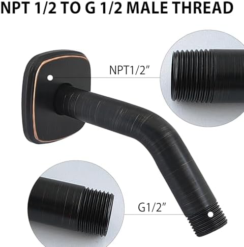 Oil Rubbed Bronze Angled Shower Arm with Flange 6 Inch 1