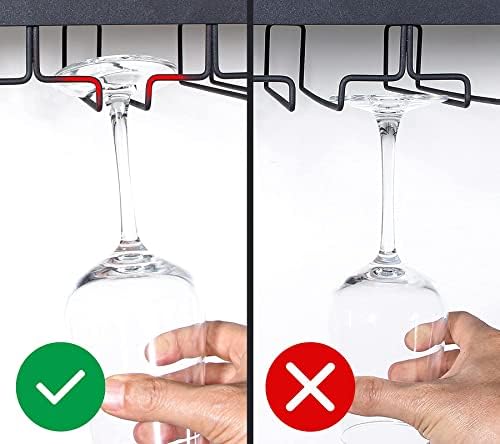Kamehame Wine Glass Rack Under Cabinet 3 Rows Black