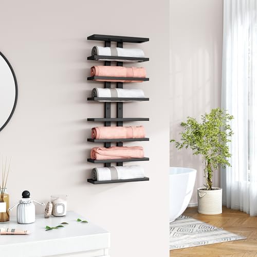 Hoctieon 3-Set 8 Tier Wall Mounted Wine Rack Black