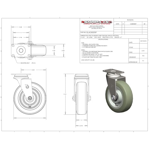 Snap-Loc 6 Caster Wheels for Dolly Carts