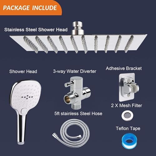 NearMoon Handheld Shower Head with 8 Inch Hose and 3 Settings