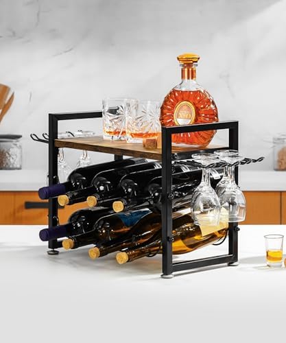 Vilaxing Countertop Wine Rack 8 Bottles 12 Glasses 1
