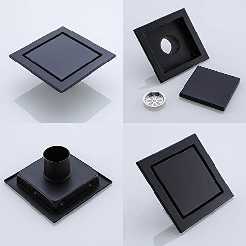RANDOM Matte Black 6 Inch Drain Cover with Tile Insert