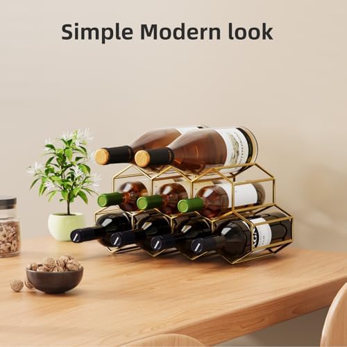 Urban Deco Small Gold Wine Rack 9 Bottle Holder 1