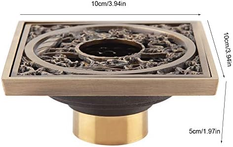 Tomotato Square Drain Strainer Cover 10cm Antique Brass Bathroom Floor Drain