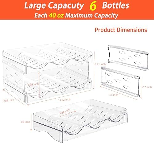 IEEK Plastic Stackable Bottle Storage Rack Clear 2 Pack