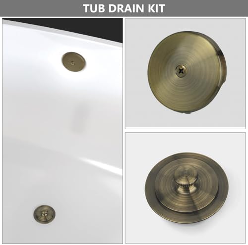 Uni-Green Antique Brass Tub Drain Kit with Hair Catcher