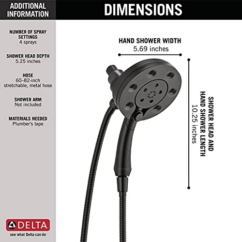 Delta 4-Spray H2Okinetic In2ition 2-in-1 Handheld Shower Head Matte Black