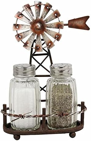 1 Set Of 65H Rustic Windmill Salt And Pepper Shakers