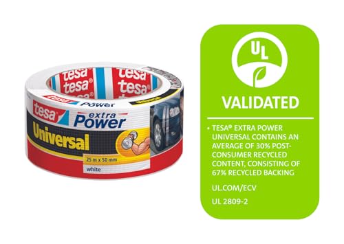 tesa Extra Power Universal Duct Tape - 25m x 50mm White