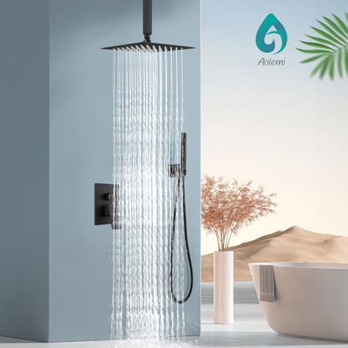 Aolemi Ceiling Mount Shower System with Rainfall and Handheld