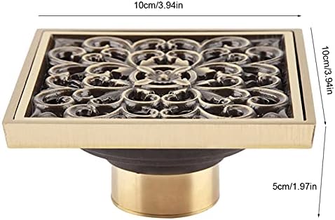 39 Inch Square Shower Drain in Antique Brass