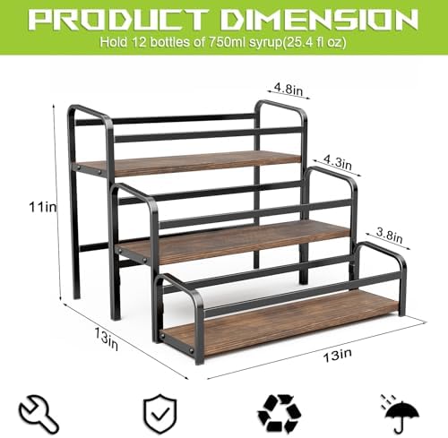 3-Tier Coffee Syrup Rack with 12-Bottle Capacity